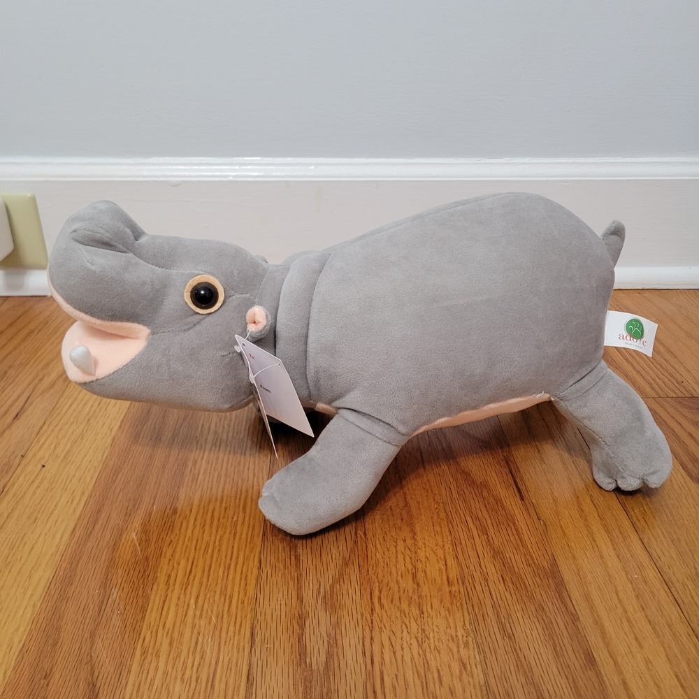 Adorable Gray Hippo Plush Toy by - Soft Stuffed Animal for Kids